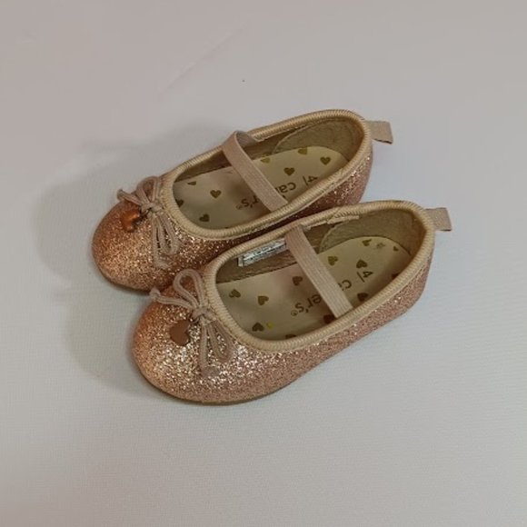 Carter's Gold Glitter Ballet Flats, Size 4t - Picture 2 of 3